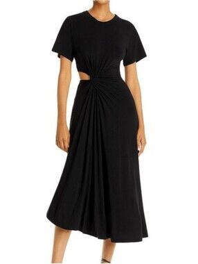 A.L.C. Black Asymmetrical Knotted T-Shirt Dress - Bridget Cut-out Dress XS